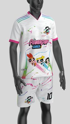 a male mannequin wearing a white shirt and shorts with cartoon characters on it