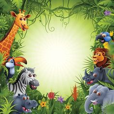 an image of animals in the jungle with a blank space for your message or photo