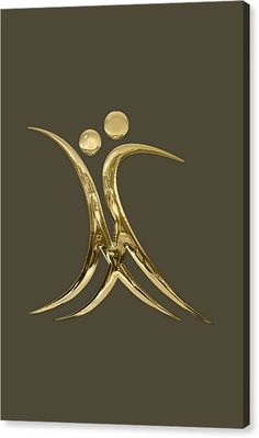 an abstract gold symbol on a black background canvas print