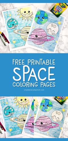 printable space coloring pages for kids with the title free printable space coloring pages