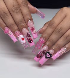 #nails #naildesign #nailart #pinknails #summer2024 #freestyle #fashion #squarenail Nails School Ideas, Nails School, Fye Nails, School Nails, Nails And Toes, Long Square Acrylic Nails, Glam Nails, Square Acrylic Nails, Nails Toes