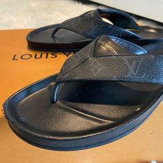 This Is Almost New Fresh Flip Flop Lv Louis Vuitton Slides, Louis Vuitton Shoes, Loafer Shoes, Flip Flops, Men's Shoes, Loafers, Slip On, Louis Vuitton, Man Shop