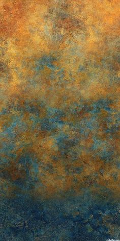 an abstract painting with blue and orange colors