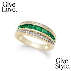 in stock Formal Fine Jewelry Emerald Ring Channel Set, Classic Formal Emerald Ring With Channel Set, Classic Formal Emerald Ring Channel Set, Classic Emerald Ring With Pave Setting For Anniversary, Macy's Anniversary Rings With Round Cut, Macy's Brilliant Cut Rings For Anniversary, Macy's Anniversary Round Cut Rings, Macy's Rings With Prong Setting For Anniversary, Emerald Ring With Diamond Channel Set For Anniversary