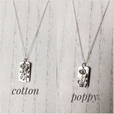 "Wildflower charm on a dainty sterling silver chain. Perfect for layering or shining on its own. Choose from 2 different charm options: cotton or poppy. With proper care, this piece of jewelry can last for years to come. Spring ring clasp closure. Model is wearing a 19-inch chain. Gift box included. Gold wildflower necklaces available here: https://www.etsy.com/listing/949097453/flower-necklace-gold-wildflower-jewelry?ref=shop_home_active_10 I offer free first class shipping in the U.S. if you s Nickel Free Flower Pendant Charm Necklaces For Everyday, Silver Flower Pendant Charm Necklace For Everyday, Nickel-free Flower Pendant Charm Necklaces For Everyday, Silver Flower Charm Necklace For Everyday, Silver Charm Necklace With Flower Charm For Everyday, Everyday Silver Charm Necklace With Flower, Silver Everyday Charm Necklaces With Flower Charm, Dainty Sterling Silver Charm Necklace With Rectangular Pendant, Silver Rectangular Charm Necklace With Delicate Chain