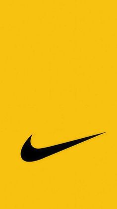 a black nike logo on a yellow background