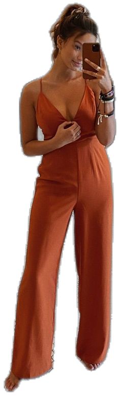 Burnt Orange Jumpsuit, Orange Jumpsuit, Forever 21 Pants, Color Orange, Deep V, Burnt Orange, Forever 21, Jumpsuit, Rompers