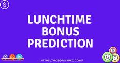 a purple background with the words lunchtime and two numbers on it, next to an image