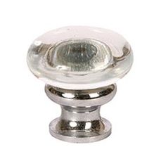 Glass Cabinet/Drawer Knob This transparent clear glass cabinet knob with mushroom design is part of the Mushroom Glass Knobs Series from Lew's Hardware. This knob features a die cast zinc polished chrome finish stem. This  classic mushroom design can be used in a traditional or modern setting. The hand poured glass knob is threaded and glued to the die cast zinc base. Please note that due to the nature of glass, slight variations in color might occur. Mounting hardware is included with this cabi Polished Chrome Cabinet Hardware, Glass Cabinet Knobs, Cabinet Hardware Knobs, Glass Mushrooms, Plastic Hangers, Mushroom Design, Glass Knobs, Window Hardware, Glass Cabinet