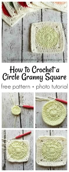 how to crochet a circle granny square with free pattern and photoshopped