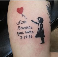 a girl holding a balloon with the words i am because you were 31 19 16