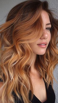 Copper Blonde Balayage, Dark Strawberry Blonde, Copper Blonde Hair, Balayage Hair Color Ideas, Strawberry Blonde Highlights, Balayage Hair Color, Strawberry Blonde Hair Color, Strawberry Hair, Blond Balayage