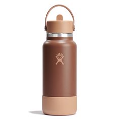 a brown and tan hydro bottle on a white background