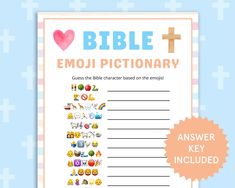 Bible Emoji Pictionary | Bible Game for Kids, Teens, Adults | Church Bible Study Games | Bible Trivia Game | Christian Games |  | Printable