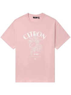 light pink cotton jersey texture crew neck short sleeves graphic print to the front straight hem Spring Pink T-shirt With Logo Print, Pink Relaxed Fit T-shirt With Logo Print, Pink T-shirt With Logo Print For Spring, Pink Relaxed Fit T-shirt With Text Print, Pink Cotton T-shirt With Graphic Print, Pink Graphic Print T-shirt With Crew Neck, Pink Graphic Tee With Front Print, Pink Short Sleeve T-shirt With Front Print, Balenciaga Speed