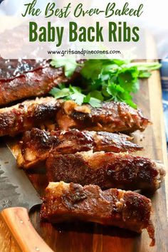 baby back ribs on a cutting board with parsley