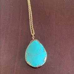 Beautiful Necklace, Nwts, Never Worn Blue Teardrop Pendant Jewelry With Adjustable Chain, Blue Teardrop Pendant Necklace With Adjustable Chain, Blue Turquoise Necklace With Adjustable Chain For Gift, Blue Teardrop Necklace With Adjustable Chain, Jewelry Beautiful, Beautiful Necklace, Beautiful Necklaces, Womens Jewelry Necklace, Jewelry Necklaces