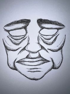 a drawing of a man's face with his eyes closed