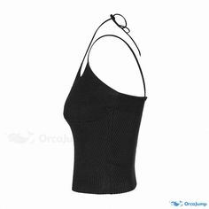 Orcajump - Chic Cross Front Halter Neck Fitted Ribbed Knit Layered Crop Top for Fashionable Women Casual Ribbed High-stretch Knit Top, Casual High-stretch Ribbed Knit Top, Seamless Solid Knit Top, Layered Crop Top, Halter Neck, Ribbed Knit, Crop Top, Crop Tops, Knitting