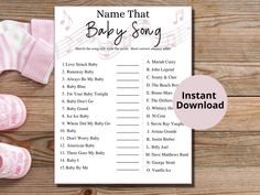 baby shower game with pink socks and music notes