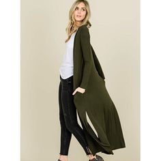 Soft, Olive Cardigan!Comfy And Sophisticated Elegant Everyday Cardigan With Relaxed Fit, Chic Fitted Everyday Cardigan, Spring Long Cardigan Solid Color, Long Cardigan For Spring Loungewear, Solid Color Long Cardigan For Spring, Fall Workwear Wrap Cardigan, Long Spring Cardigan For Loungewear, Long Solid Color Cardigan For Spring, Fall Wrap Cardigan For Workwear