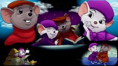 three cartoon mouses are standing in front of a night sky and one is holding an open book