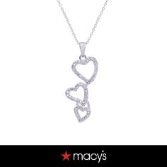 in stock Macy's Heart Necklace For Valentine's Day, Macy's Silver Heart Cut Necklace, Macy's Jewelry With Heart Charm, Macy's Silver Heart Necklace, Macy's Silver Jewelry For Valentine's Day, Macy's Heart Pendant Necklace For Valentine's Day, Macy's Heart Charm Necklace, Macy's Necklaces For Mother's Day, Silver Macy's Necklace For Valentine's Day