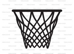 a black and white silhouette of a basketball hoop with the net cut out to make it look