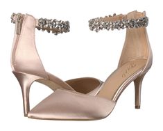 Jewel Badgley Mischka Raleigh | Zappos.com Bride Shoe, Mother Of The Bride Shoes, Jewel Badgley Mischka, Badgley Mischka Shoes, Bridal Heels, Wrap Heels, Satin Pumps, Bride Shoes, Womens Shoes High Heels