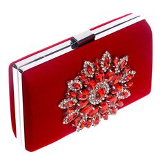 Suede Evening Clutches for Weddings Rhinestone Flower – Luxy Moon