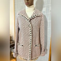 Chanel 2016 Zig Zag Jacket Unused, Mint Condition 27 Inches In Length 21 Inches In Width 20 Inches In Sleeve Length Designer Long Sleeve Tweed Jacket For Spring, Luxury Pink Outerwear For Spring, Designer Pink Winter Blazer, Luxury Pink Outerwear For Fall, Designer Pink Workwear Outerwear, Designer Pink Spring Outerwear, Luxury Pink Winter Blazer, Designer Long Sleeve Pink Blazer, Chanel Pink Jacket