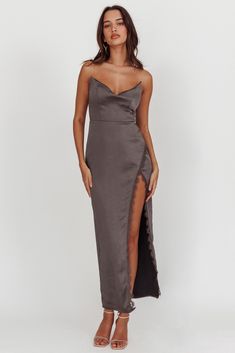 Shop the Winter Moon Strapless Lace Trim Midi Dress Charcoal | Selfie Leslie Evening Dress With Side Slits For Night Out, Evening Maxi Dress With Spaghetti Straps And Side Slits, Elegant Split Maxi Dress For Date Night, Night Out Dresses With Spaghetti Straps And Side Slits, Spaghetti Strap Dress With Side Slits For Night Out, Elegant Split Midi Dress For Date Night, Elegant Split Midi Dress For Evening, Elegant Split Midi Evening Dress, Elegant Split Midi Dress For Night Out