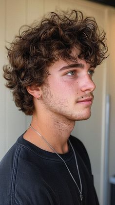 The Curly Mullet Renaissance: 22 Styles to Ignite Your Hair Game Short Hairstyles Curly Hair Men, Short Messy Curly Hair Men, Hairstyles For Fluffy Hair Men, Men’s Curly Haircut Short Mullet, Male Hairstyles Mullet, Curly Mullet Short Men, Curly Hair Cuts Men Medium Short, Guy Short Curly Hair, Curly Bob Hairstyles Men