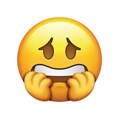 an emoticive smiley face with two hands on it's cheeks and eyes closed