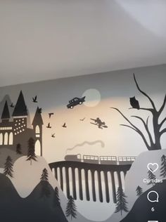 this is a photo of a wall mural in a child's room