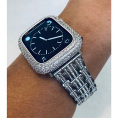 Series 7 White Gold Apple Watch Band 38 40 41 44 45mm Swarovski Crystals & or Silver Metal Lab Diamond Pave Bezel Cover Bumper Gold Apple Watch Band, Custom Apple Watch Bands, Silver Apple, Gold Apple Watch, Iphone Watch, Ceramic Watch, Gold Apple, Apple Watch Accessories, 38mm Apple Watch Band