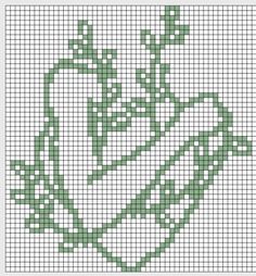 a cross stitch pattern with green flowers on it