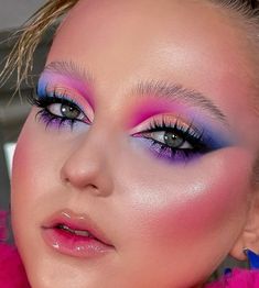 Caterpillar Makeup, Pink And Purple Eye Makeup, Downturned Eyes, Makeup Collage, Colourful Makeup, Makeup 2024, Makeup Challenge, Makeup Challenges