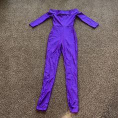 Purple Polyester Long Sleeve Off The Shoulders Jumpsuit Fitted Purple Jumpsuits And Rompers Overall, Purple Fitted Jumpsuits And Rompers For Party, Fitted Purple Jumpsuits And Rompers For Spring, Purple Long Sleeve Jumpsuit For Night Out, Fitted Purple Jumpsuits And Rompers For Night Out, Black Lace Jumpsuit, Purple One Piece, Fashion Nova Bodysuit, Fashion Nova Jumpsuit