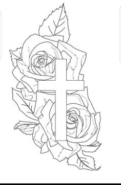 a cross with roses on it and the letter i in the middle is for jesus