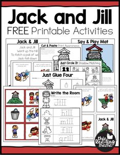 jack and jill printable activities for kids to practice their handwriting skills, including letter recognition