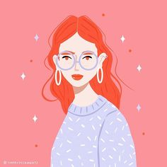 a woman with red hair wearing glasses