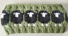 a green knitted case with black and white designs on it sitting on a table