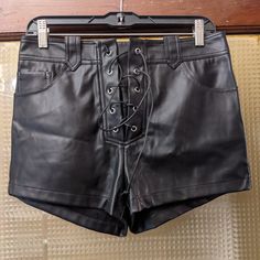 Forever 21 Black Leather Lace Up Shorts Size L Brand New Lace Up Shorts, Leather Lace, Leather And Lace, Forever 21, Black Leather, Lace Up, Womens Shorts, Brand New, Lace