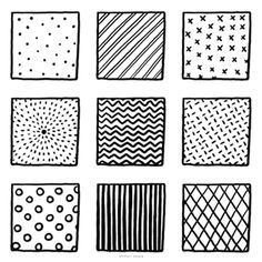 nine different patterns in black and white