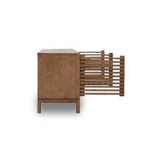 the sideboard is made out of wood and has a wooden slatted design