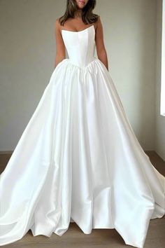 Strapless Ball Gown Satin Wedding Dress Ballgown Wedding Dress Satin, Strapless Ball Gown, Exude Confidence, Wedding Dresses Satin, Ivory Wedding Dress, Satin Wedding Dress, Note Box, Fairy Tale Wedding, Satin Wedding