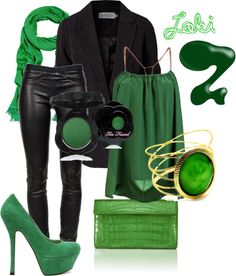 Character Fashion - Loki, created by englishrider298 on Polyvore Loki Inspired Dresses, Loki Outfits Inspired, Loki Laufeyson Outfit, Womens Loki Costume, Loki Clothes Inspired Outfits, Loki Clothes, Colored Jeans Outfits, Loki Costume, Marvel Inspired Outfits