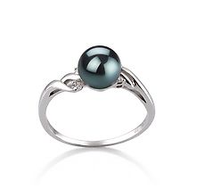 Classic Black Pearl Ring, Black Pearl Ring In Fine Jewelry Style, Black Pearl Ring Fine Jewelry, Fine Jewelry Black Round Pearl Ring, Fine Jewelry Black Pearl Ring, Black Pearl Formal Ring With Round Shape, Formal Black Pearl Ring With Round Shape, Akoya Pearl Ring, Tahitian Pearl Ring