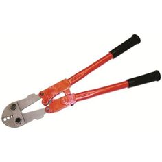 two pliers with orange handles and black handles on each end, one is holding the other